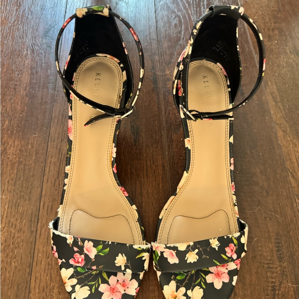 NWOT Kelly & Katie Black Floral Heels “Kirstie” - Picture 6 of 13